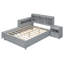  Lit plateforme double en bois avec rangement multifonctionnel, table de chevet, 2 tiroirs, ports USB et bureau, gris-1825474333