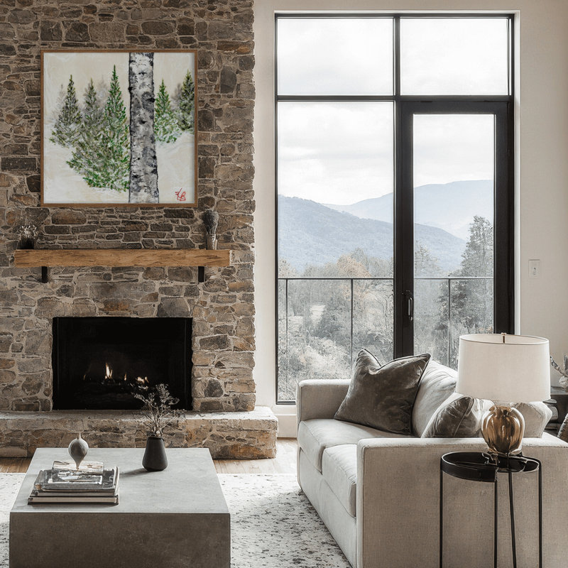 Nature Inspired "Wintered Pines" Canvas Wall Art By , 30" H x 30" W, Black, Framed Print