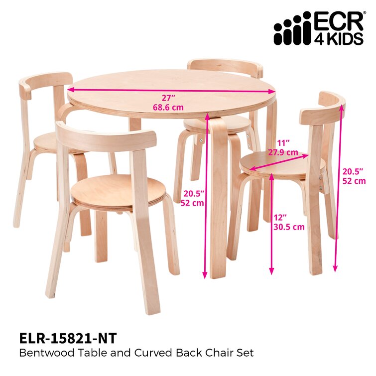 ECR4Kids Bentwood Multipurpose Kids Table and Chair Set 2019