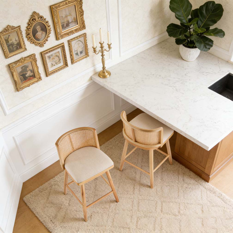Tabouret de comptoir d'intérieur en bois, chaise de salle à manger, Naturel