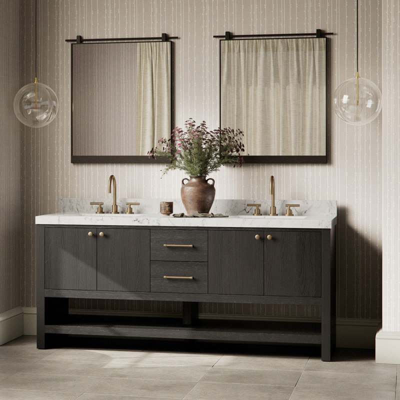 Anthem Double Vanity-Carrara Marble, Black