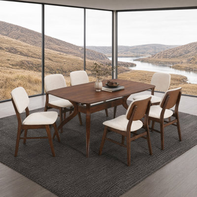5-Piece Wood Dining Set with Upholstered Chairs