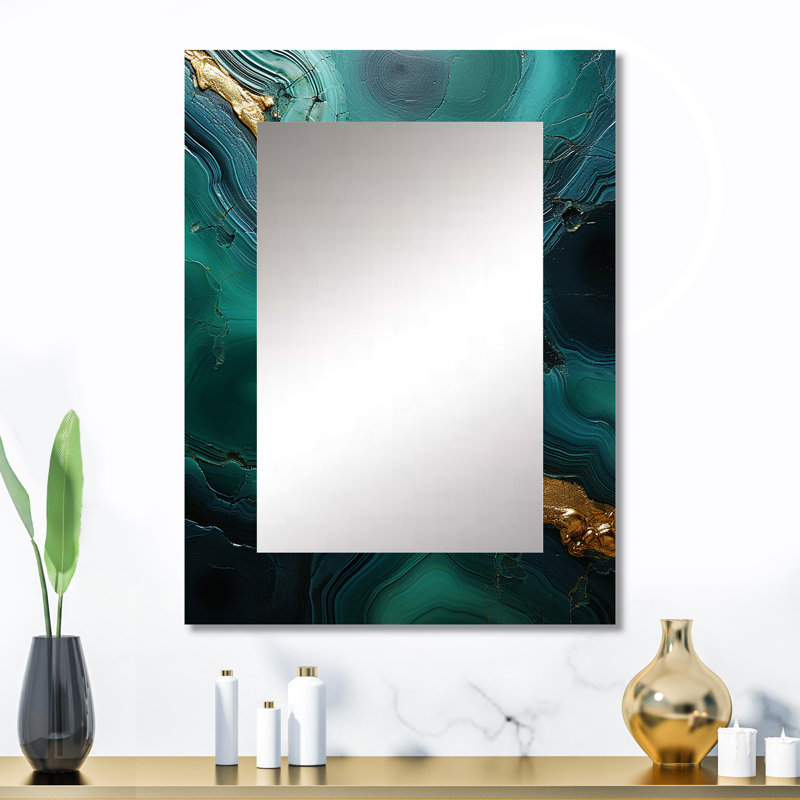 Spiritual Stone Malachite Renewal - miroir décoratif en géode de pierre, miroir mural traditionnel, impression d'art en métal