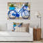 Vélo rétro bleu avec fleurs - Impression sur toile-67465199-67465203