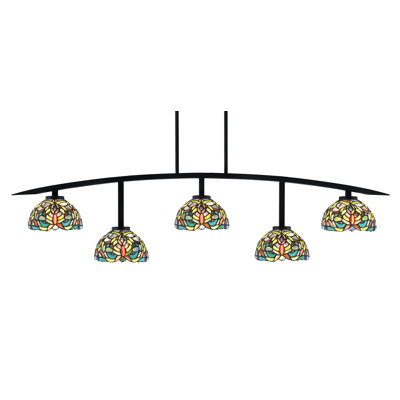 Kurve 5 Light Bar Shown In Matte Black Finish With 7" Kaleidoscope Art Glass