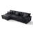 3 - Piece Upholstered Gray Faux Rabbit Fur Flannel Modular Sectional Sofa with Armrests & Throw Pillows-1424484375