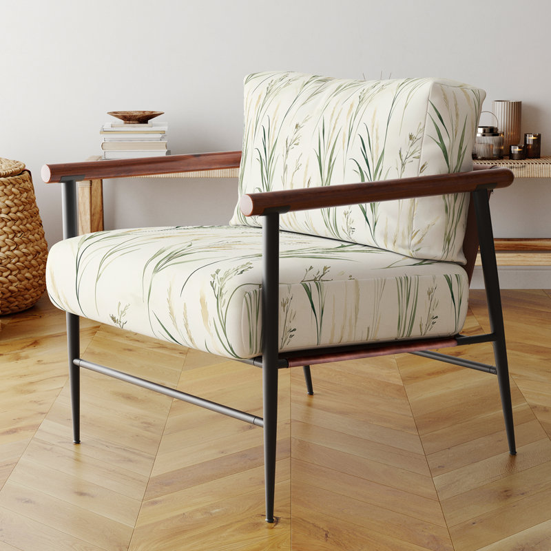 Chaise d'appoint floral Floral, Bras ronds bruns