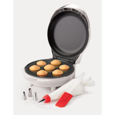 BCK Series Betty Crocker Mini Cupcake Factory, Mini Cupcake Maker with Nonstick Surface, Pink/White