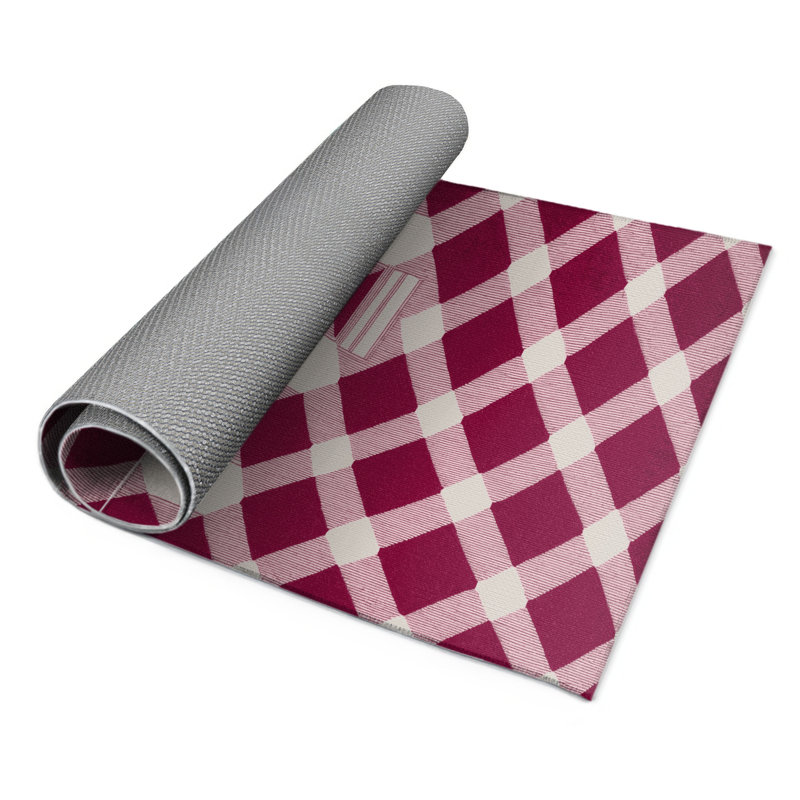 Tapis d'intérieur et d'extérieur à carreaux rouge, Rectangulaire 3 pi x 5 pi