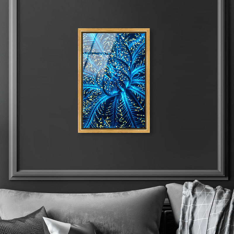 Neon Bloom Print by Oliver Gal, 46"H x 31"W, Gold Floater Frame