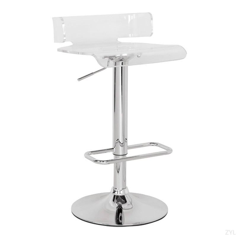 Tabouret pivotant transparent et chromé réglable, Clair