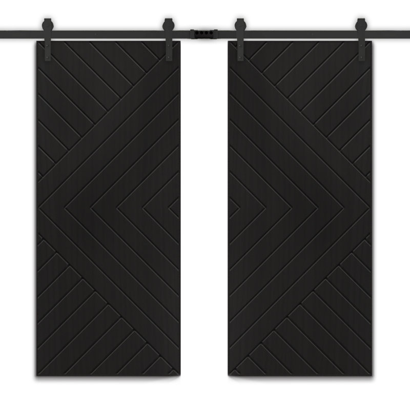 Porte de grange à panneaux noir, 48 po x 84 po, Noir