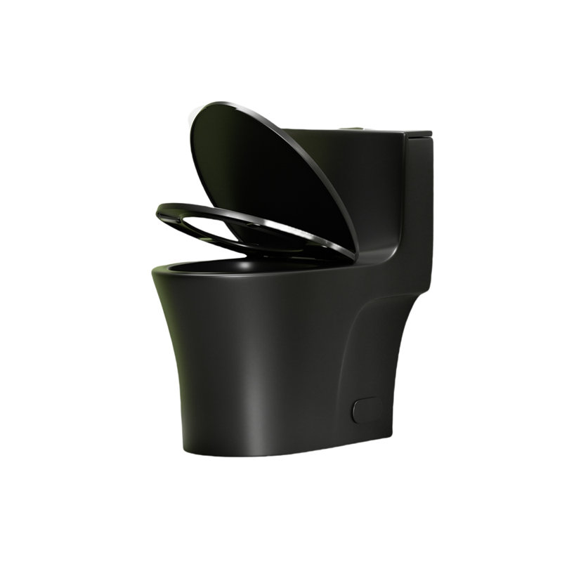 1.1/1.6 GPF Tornado Flush One-Piece Toilet Elongated, Siphonic S-trap 12",Soft Closing Seat, Button on Tank top ,Powerful Dual Flush MAP 1000g, Comfort Chair Seat ADA Height 17", Matte black