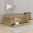 Full Size Wood Daybed With Fence Guardrails And 2 Drawers, Split Into Independent Floor Bed And Daybed-1617467090