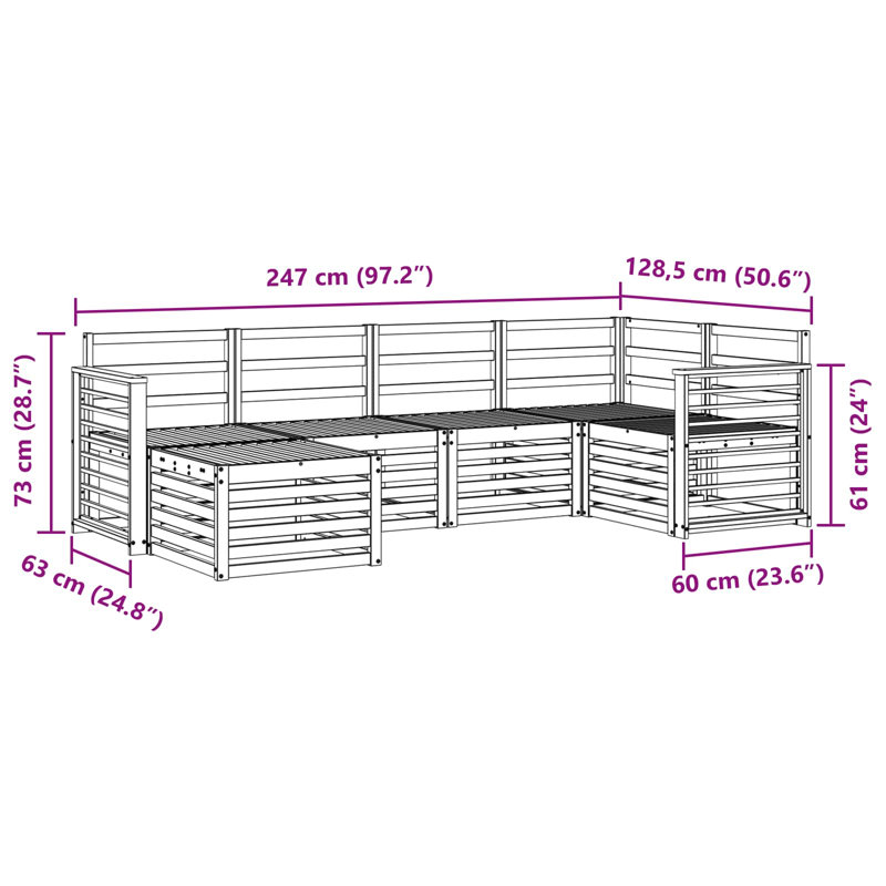 247cm Wide Patio Sectional Set