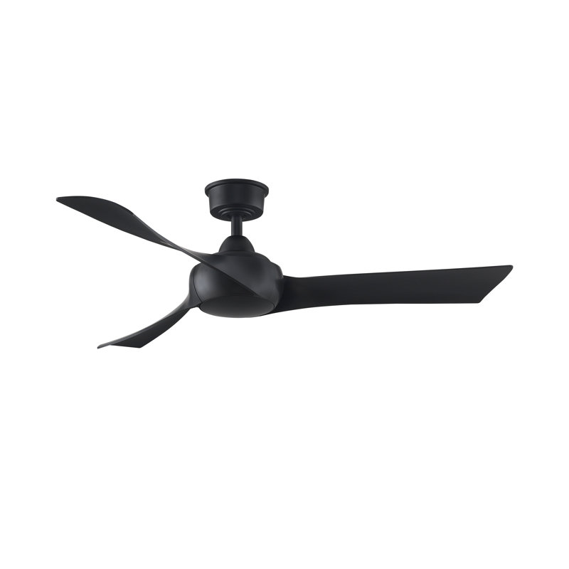 Wrap Custom 52 inch Indoor/Outdoor Ceiling Fan - Black with Black blades, Black With Black Blades