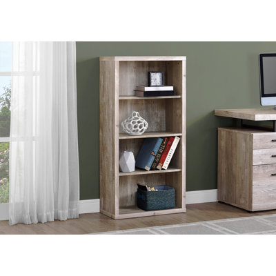 Bibliothèque, bibliothèque, étagère, 5 niveaux, H 48 po, bureau, chambre à coucher, stratifié beige, contemporain, moderne