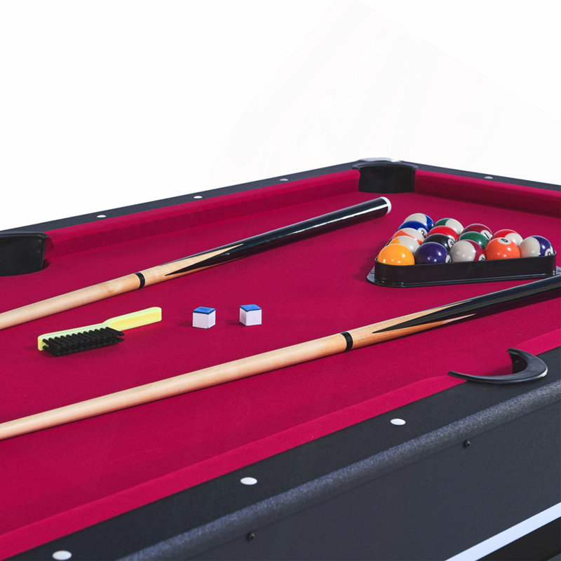 Table de billard 6 pieds avec plateau de tennis de table - noir avec feutre rouge, Black/Red