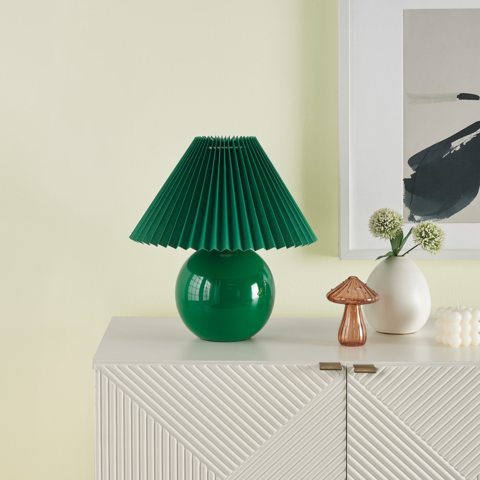Carmel Ceramic Table Lamp, Green, Green