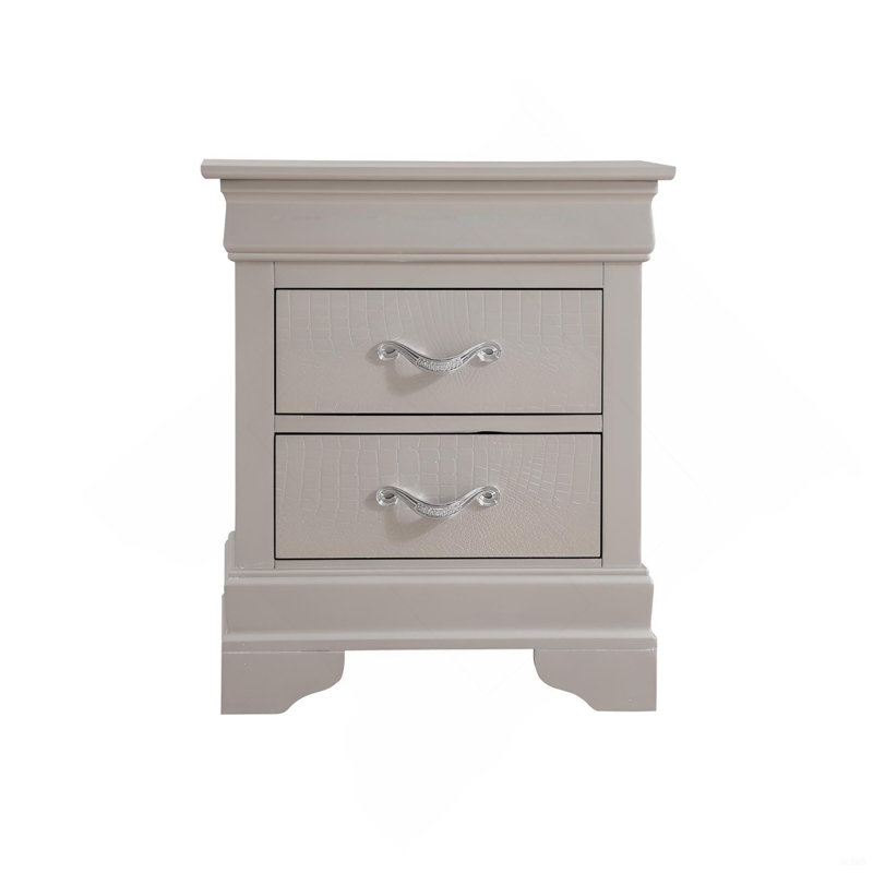 Elegant Silver Champagne Nightstand, Champagne
