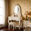 Ensemble de coiffeuse 39,37 "style traditionnel français de style rococo beige