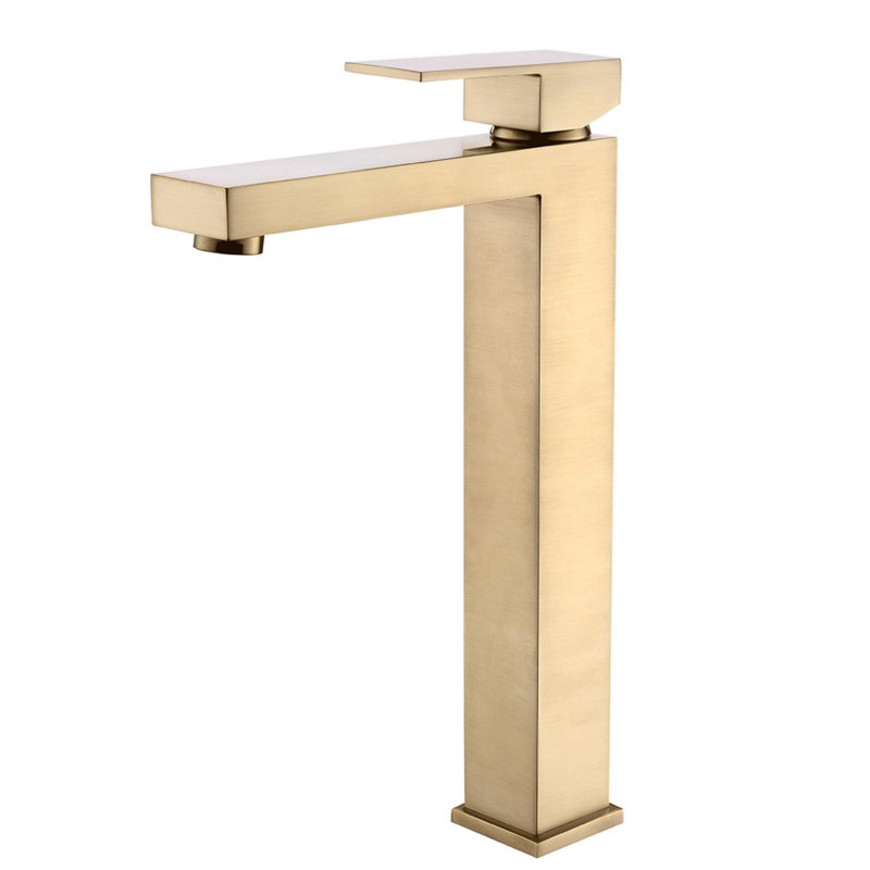 Single Handle Brass Bathroom Sink Faucet, Brushed Gold