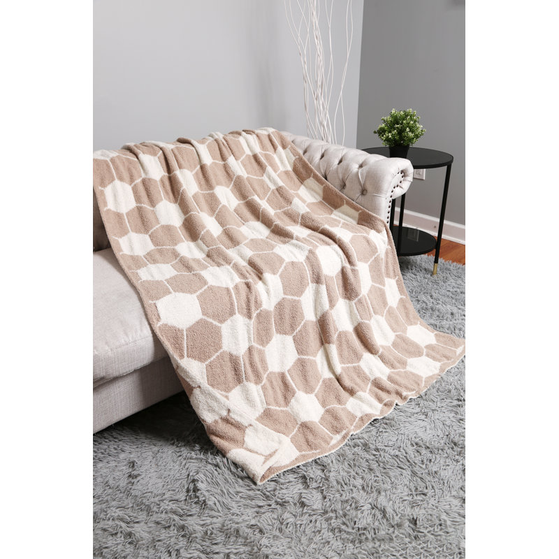 Jeté de luxe à motif ballon de soccer , Beige