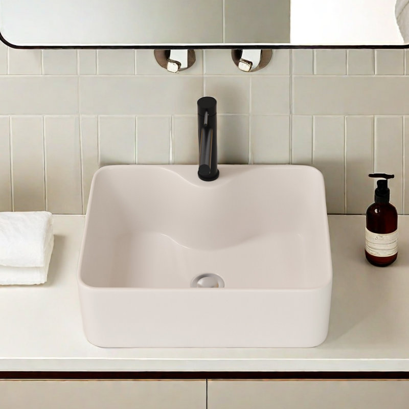 16"x12" White Ceramic Rectangular Bathroom Sink