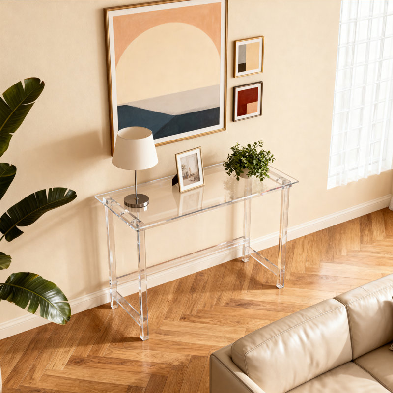 Bureau en acrylique transparent, bureau d'ordinateur personnel, table en acrylique, Clair