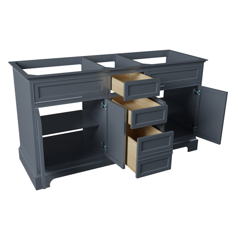 Shelby 60'' Double Bathroom Vanity Base Only, Gray