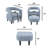 Modern Striped Accent Barrel Chair With Ottoman Set – Upholstered Armchair And Footrest, Blue And White Pinstripe Fabric, Mid-Century Inspired Design