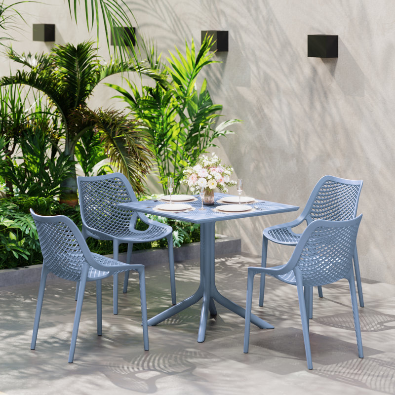 4-Person Outdoor Square Dining Set, Blue