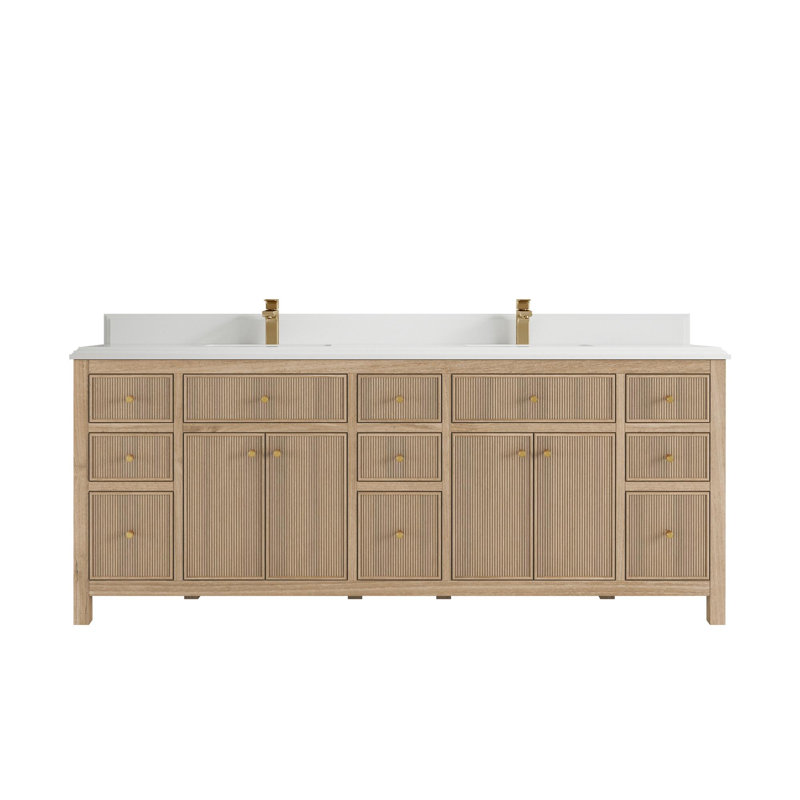 Teck Sonoma X P 22 po D Meuble-lavabo double en gris clair délavé avec quartz Cove Edge