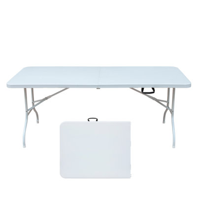Table pliante de 6 pi, table en plastique portative pour le camping, pique-niques, fêtes, table pliable à forte charge blanche