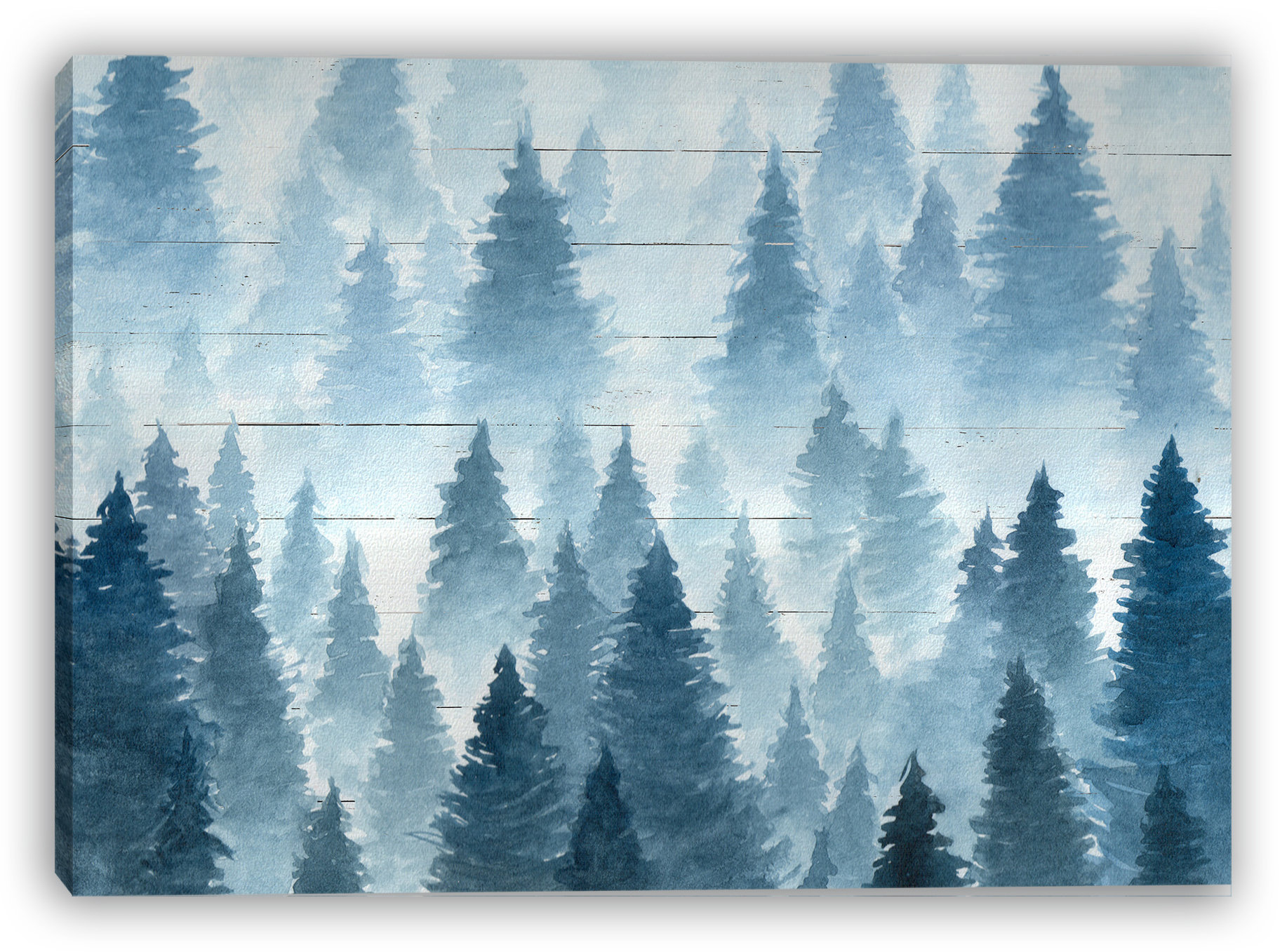 Millwood Pines Misty Pines – Blue Forest Landscape Canvas Art | Wayfair