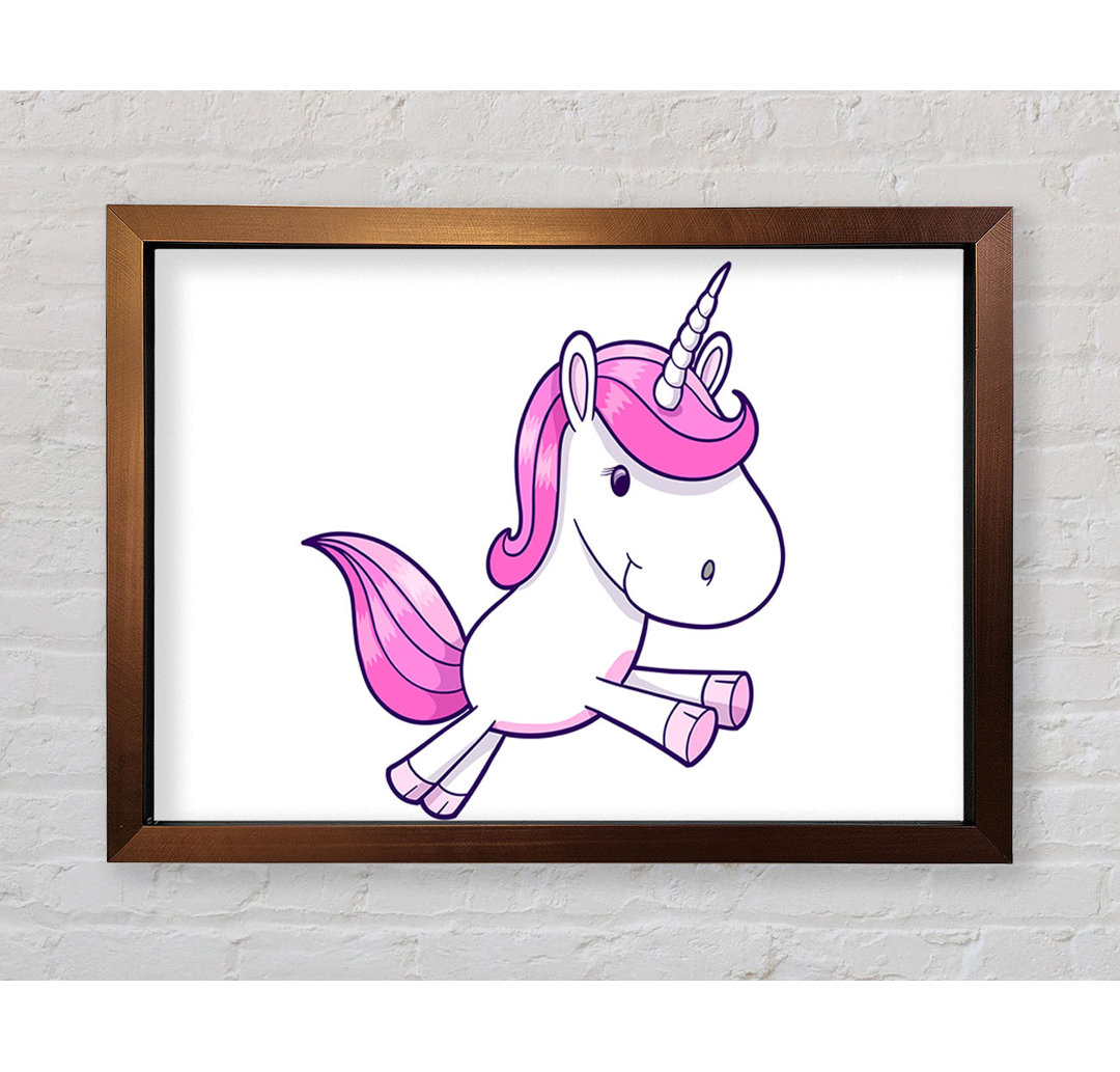 Gerahmtes Leinwandbild Leaping Unicorn Pink