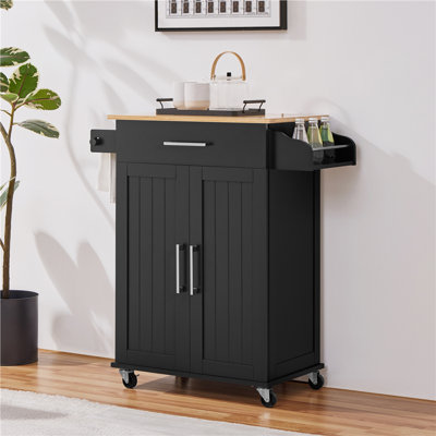 Solid Wood Top Kitchen Cart