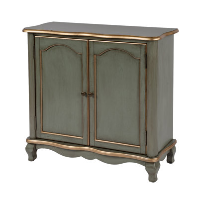 Armoire d'appoint rectangulaire européenne en bois Leyden, vert et or