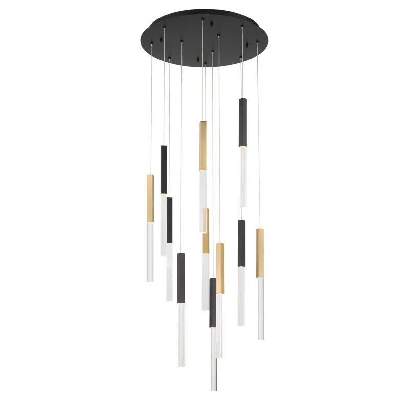 Lustre 11 lumières Benicio, Doré