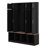 Farmhouse Hall Tree With 4 Hidden Hanging Hooks, Versatile Walnut Seating Bench With 8 Doors, Entryway Shoe Cabinet With Open Compartments-1844997778