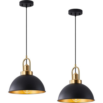Luminaire suspendu mat noir, hauteur réglable, luminaire suspendu industriel rétro pour îlot de cuisine, couloir, paquet de 2