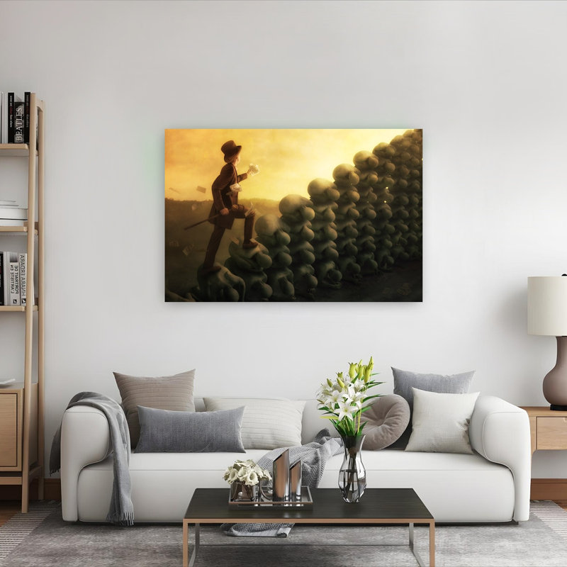 Golden Path Of Ambition Surreal Abstract Contemporary Wall Art Print by Christophe Kiciak - Wrapped Canvas Print