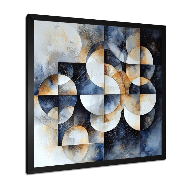 Forme transitionnelle côtière de formes I - Décoration murale moderne transitionnelle abstraite, Noir, 16" H x 16" W