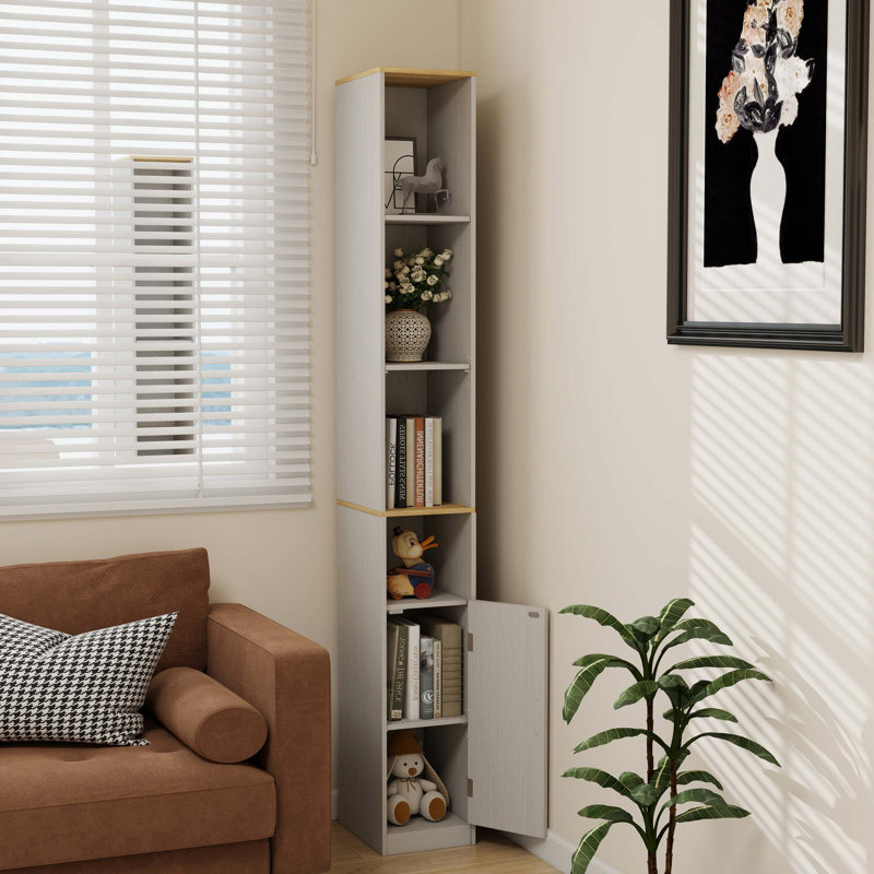 Armoire de rangement moderne et mince avec tablettes réglables et rangement dissimulé