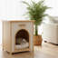 Maison moderne pour animaux avec coussin confortable, table d'appoint double usage, style décontracté américain, jaune pour petits chiens, 21 tables, jaune, motif