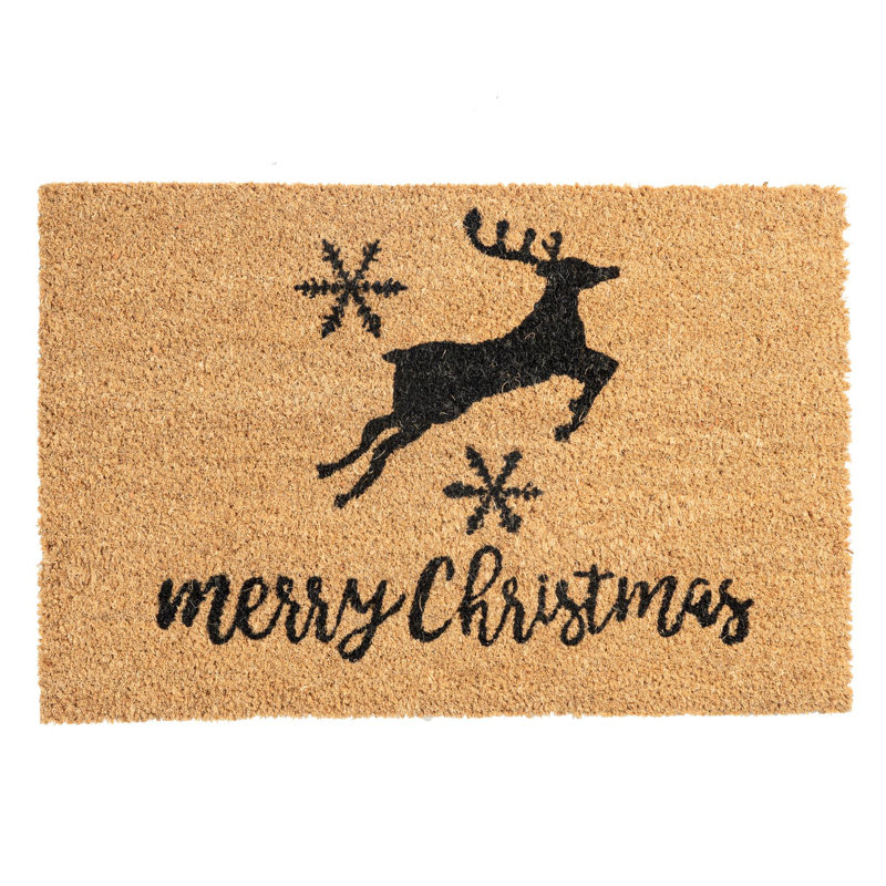 Nicola Spring - Christmas Coir Door Mat - 60 x 40cm - Reindeer
