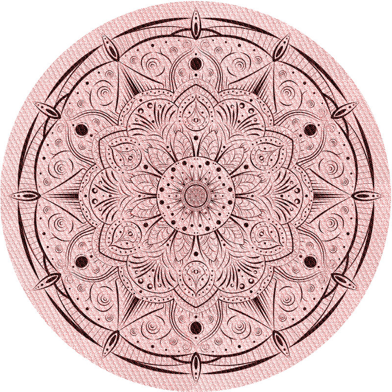 Tapis à motif oriental rose, Rond 7 pi