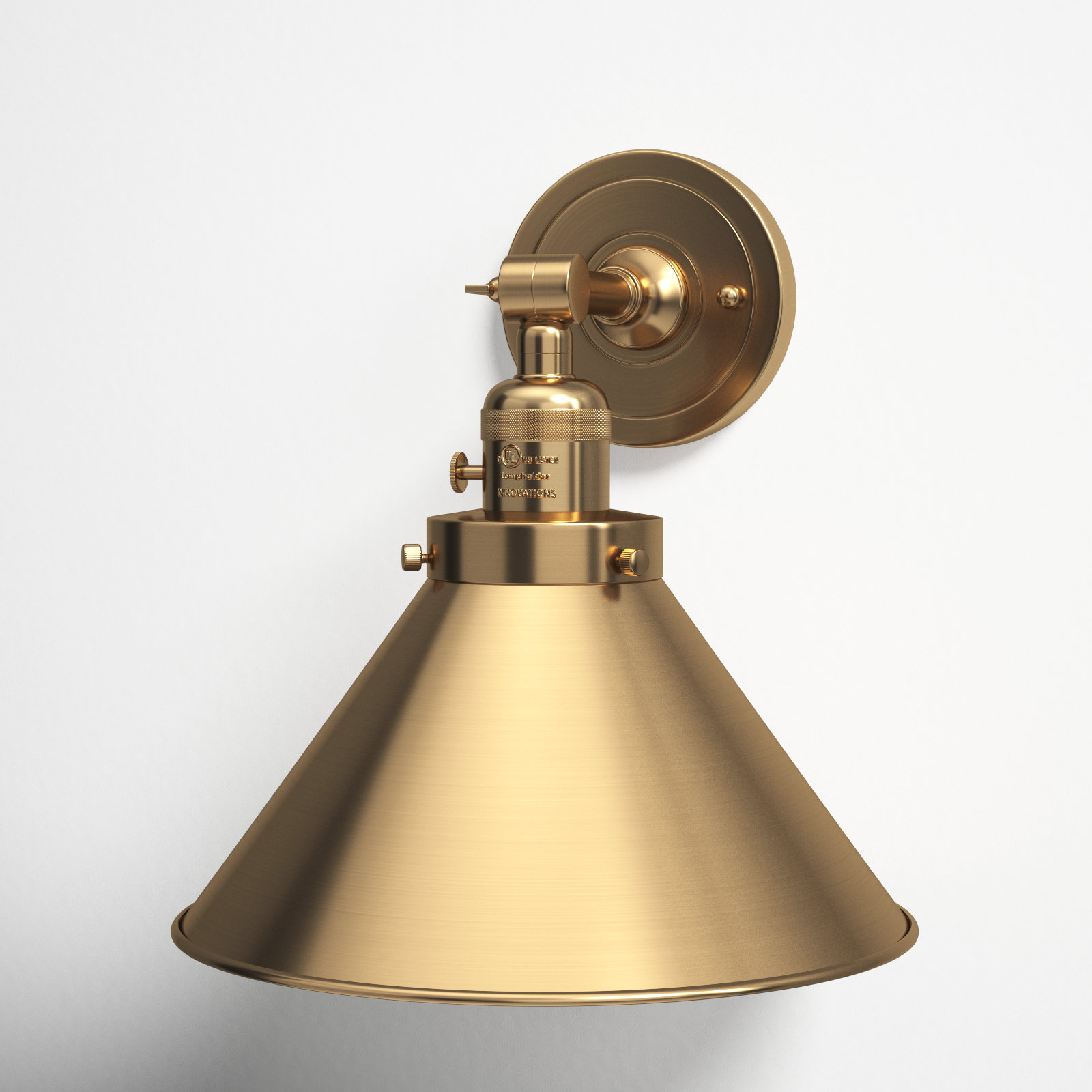 Dillon 1 - Light Dimmable Armed Sconce, 3 W LED Vintage Dimmable Bulb, Brushed Brass, Brushed Brass