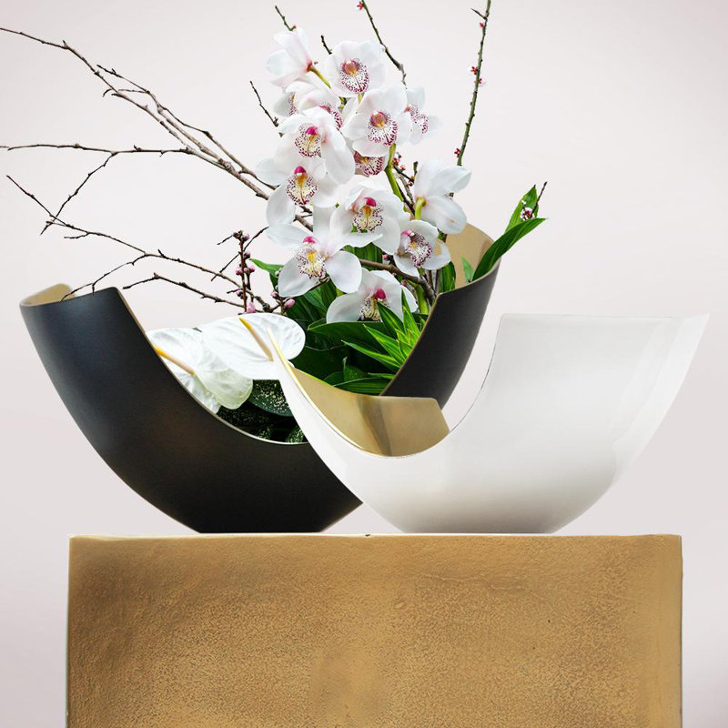 Sanon Metal Table Vase, Black, 7.25" H x 10" W x 12" D