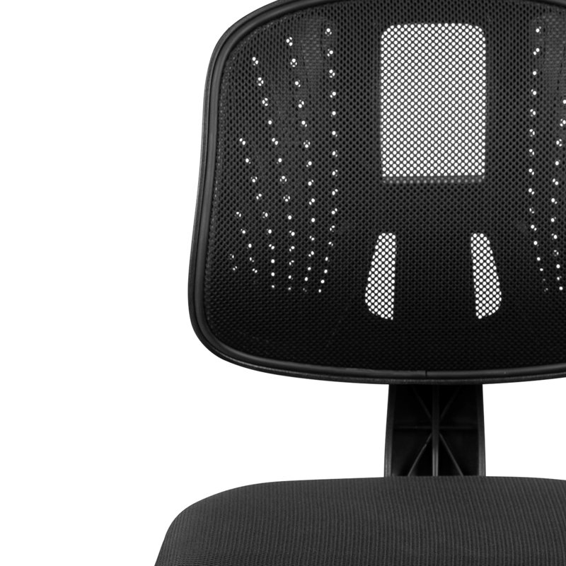 Meridian Mid-Back Swivel Mesh Task Office Chair with Pivot Back, Black, No